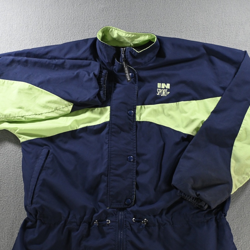 InSport Mens F302 Gore-Tex Vintage 90s Windbreaker Jacket Large Navy Blue Green
